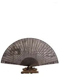 Dekorativa figurer Suzhou Sandalwood Fan Wood Ebony Chinese Style Folding Ancient Craft Advanced Custom Craft's