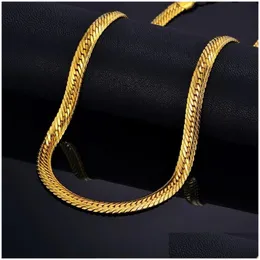 Naszyjniki wisiorek Hiphop złoty łańcuch dla mężczyzn Naszyjnik Hip Hop 8 mm 14k żółte krawężniki długie naszyjniki męskie biżuteria Colar Collier Drop Gelive Dhquj