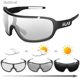 Okulary przeciwsłoneczne Elax marka spolaryzowana fotochromic UV400 Outdoor Road Cycling Cykling Sports Cycling Sunglasss Men Men Rower Rowersl231219