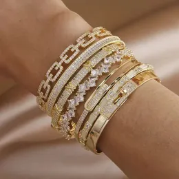 Bangle Classic Crystal Letter Geometric Open Bangles bracelets for Women Fashion Brand Jewelry Punk Style 231219