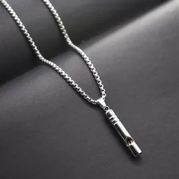 Colares pingentes apito colar hip-hop personalidade na moda masculina simples flauta legal pode soprar criativo metal chain255p