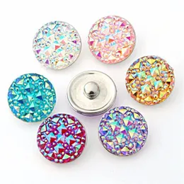 50pcs lot high quality Seven color Round resin ginger snaps Round glass snaps Bracelets fit 18mm snaps buttons jewelry281z
