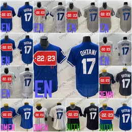 Shohei Ohtani Royal Blue Bianco Grigio Nero Maglia cucita 17 Dodger Uomo Donna Maglia da baseball giovanile