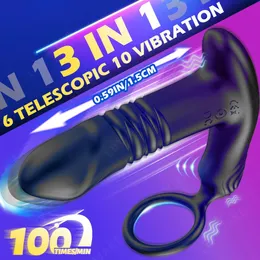 Vibradores empurrando vibrador anal com anel peniano massageador de próstata plugue controle remoto brinquedo sexual para homens e casais 231219