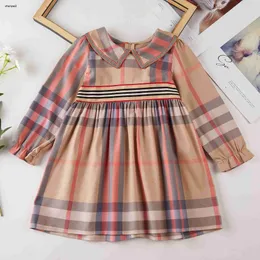 Vestido de bebê de luxo design minimalista vestidos de menina crianças roupas de grife tamanho 100-130 manga comprida saia infantil vestido dec05