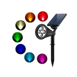 BRELONG уличный солнечный светильник для газона, цветной прожектор, 4 уличных светильника для двора, двора, RGB светодиодный светильник безопасности 229A