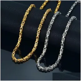 Collane con ciondolo Collane a catena in oro da uomo Maschio Corrente 14K Collana gialla Catene bizantine per uomo Gioielli Gioielli con consegna a goccia N Dh320