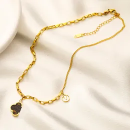 Designer-Halsketten mit Anhänger, Choker-Anhänger, 18 Karat vergoldeter Edelstahl, Kunstleder-Schmuck, Halskette für Damen, Markenbrief, Geburtstagsschmuck, Geschenk