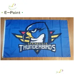 Drapeaux de bannière Ahl Springfield Thunderbirds Drapeau 3X5Ft 90cmx150cm Décoration en polyester Volant Maison Jardin Cadeaux de fête Drop Livraison Dhwdc