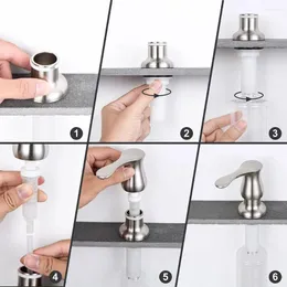 Rubinetti per lavandino del bagno Dispenser di sapone da 500 ml per cucina Ricarica in acciaio inossidabile dall'alto Bancone di design integrato con bottiglia grande di liquido