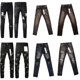 パープルジーンズアミールデザイナーPuple Mens Skinny Luxury Denim Pant Tristed Ripped Ripped Biker Black Blue JeanSlim Fit Motorcycle Designer Jeans 01