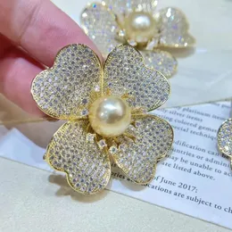 Broszki Meibapj Big Natural Golden Pearl Flower Brooch Mash