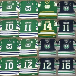 Hartford Whalers RON FRANCIS KEVIN DINEEN MARK JOHNSON TIM KERR DAVE KEON TIPPETT BOBBY HULL PAT VERBEEK MIKE ROGERS WESLEY Hockey-Trikots 32