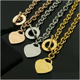 Pendant Necklaces Luxury Fashion T Necklace Classic Couple Heart High Quality 316L Titanium Steel Designer Hrand Drop Delivery Jewelry Ot7J6