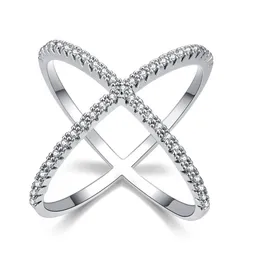 Design Luxus-Diamant-Mikropflaster-Fassung, große X-förmige Fingerringe, Eheringe, Schmuck für Frauen192i