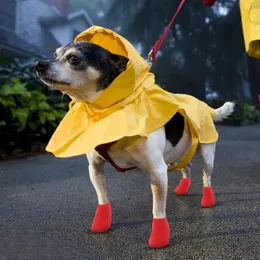 Hundebekleidung 4 Stück Haustier-Überschuhe, Schuhe, Welpenstiefel, praktisch für Outdoor, Gummi, Regen, wasserdicht, rutschfest