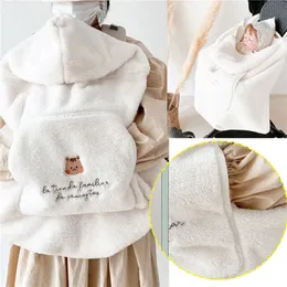 Blankets Swaddling Winter Coral Fleece Stroller Cover Cute Bear Windproof Kids Infant Nap Warm Quilt Swaddle Wrap 231218