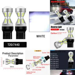 Nya dekorativa lampor 2st CanBus No Error LED Reverse Light Blub Auto Backup Lamps W21W 7440 T20 för Acura Rl Cl mdx RSX TSX RDX ZDX CSX