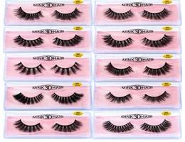 3D Mink Faux False Eyelashes Hand Made Clow Strip Lashes Natural Long Mink Eyelashes Pink Box Fake Eyelashes8146056