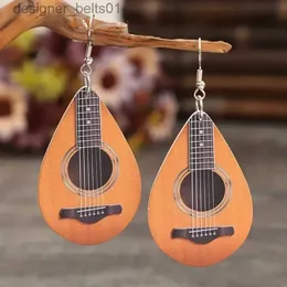 Dangle Chandelier 1Pair Bohemian Fashion Style pu skórzane kropelki kolczyki gitarowe druk męski i damski biżuteria ucha kreatywna personall231219