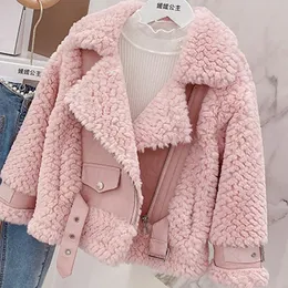 Girls Jacket Leather Fleece Thickness Kids Coats Children Outerwear Winter Autumn 231220