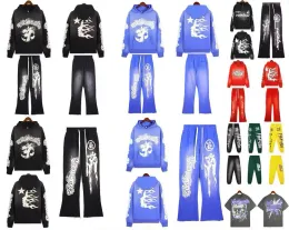 Hellstar Man Women Tracksuit Bluza z kapturem i spodnie dresowe Set Streetwear Spodni Sport Casual Unisex Tracksuits Bluza z kapturem bluzy sportowe garnitury jogger
