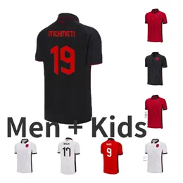 23 24 Albanien landslag uzuni män fotboll tröjor hysaj lenjani camisetas de futbol abrashi ramadani hem rött bort vit 3rd svart veseli abrashi fotboll tröjor