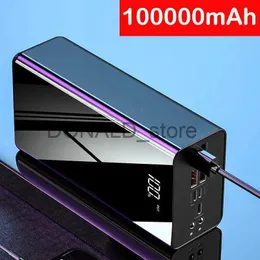 휴대폰 전력 은행 100000mah 파워 뱅크 휴대용 충전기 4 USB 포버 뱅크 외부 배터리 팩 14 14 13 12 Xiaomi Huawei 삼성 파워 뱅크 J231220