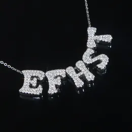 Prawdziwy 925 Srebrny 26 Początkowy Lette Nazwa biżuteria lodowa Bling DIY Charm Koraliki pływające ruchome litery Naszyjka Kobiet biżuteria