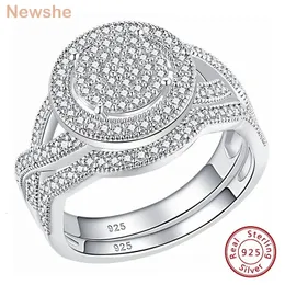 ウェディングリングShe Solid 925 Sterling Silver Engagement WeddingRingsセット