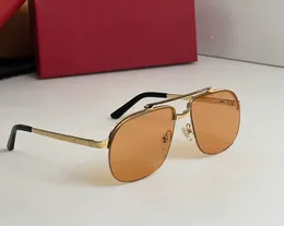 Óculos de sol piloto Metal Gold Meio quadro Lens Amarelo Lens Designer Sunglasses Shades Sunnies Gafas de Sol UV400 Eyewear com caixa