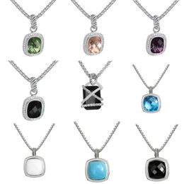 925 Silber Block Anhänger Designer DY Halskette für Damen Herren Hochwertige Diamant DY Halsketten Mode personalisierte gedrehte Kette Luxus Schmuck Geschenk mit Box