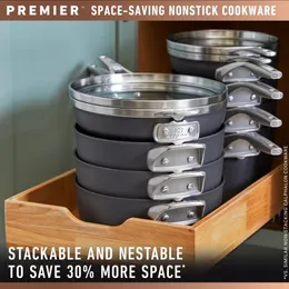 Посуда Premier SpaceSaving MineralShield с антипригарным покрытием Кастрюля на 12 литров с крышкой