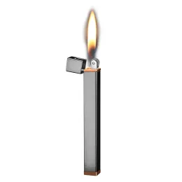Тонкая мини-зажигалка, многоразовая бутановая зажигалка, удобная и легкая зажигалка с пламенем для сигарет, металлическая зажигалка для шлифовального круга BJ