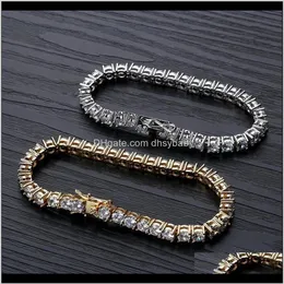 Tasarımcı Hip Hop Takı Erkekler Elmas Tenis Bilezik Buzlu Bling Bangles Love Lüks Cazibe Bilezikleri Hommes Gold S236J