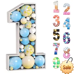 73/93 cm Giant Birthday Figure Balloon Filling Box One 1st Birthday Number 30 40 50 Balloon Frame Anniversary Baby Shower Decor Party Favor Holiday Supplies
