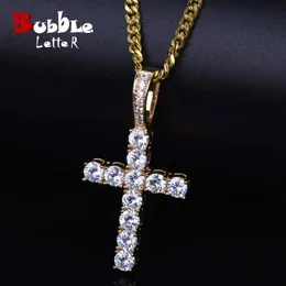 Jewelry Boxes Bubble Letter Cross Necklace for Men Pendant Gold Color Copper Material Hip Hop Jewelry 231219