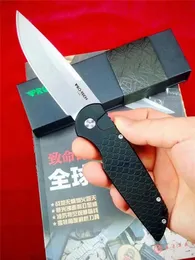 Protech TR-3 سكين قابلة للطي Auto 3.375 "154cm أسود DLC DLC Plain Blade Black Fish Scale Milled Aluminium Cricnives Trup