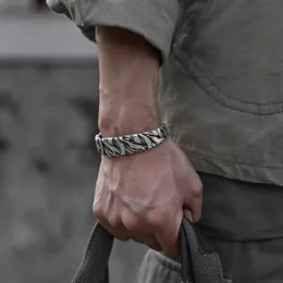 HX Silber Farbe Thailand Handgewebte Silber Armband Männer Persönlichkeit Retro Original Nische Offene Armband Schmuck Zubehör 231220