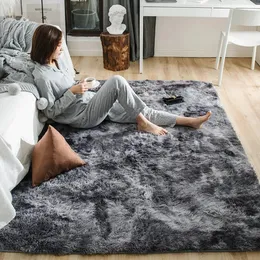 Carpete cinza para a sala de estar Plush Rug Bed Floor Fluffy Mats Antislip Home Decor Tapetes Tapetes de veludo macio