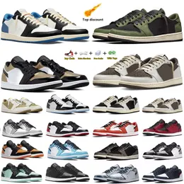 Low 1 Cactus x Black Olive 1S Mens Basketball Shoes Game Royal Light Smoke Gray Bred Toe Shadow Team Red Unc Court Purple Men Women Trainers Swatch Switch Sneakers 36-47