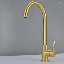 Kitchen Faucets Faucet Brushed Gold Stainless Steel 360 Degree Rotate Bathroom Washbasin Tap Cold Water Mixer Deck Mount Aerator