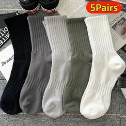 Herrensocken, 5 Paar, für Herren und Damen, lang, warm, atmungsaktiv, einfarbig, kurz, Hip-Hop, Skateboard, kühl, bequem, Schwarz, Weiß, Grau, Grün