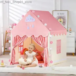 Raso tendas de brinquedos grandes de 1,35m de brinquedos de brinquedos de brinquedos de garotas tipi bebê brincar de casa brinquedos meninas rosa princesa castelo quarto decoração de decoração de presente q231220
