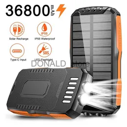 Power Power Banks Solar Power Bank 36800mAh Qi Wireless Charger for iPhone 15 Samsung Huawei Xiaomi Powerbank PD 20W شحن سريع PowerBank J231220