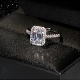 Emerald Cut 2ct Lab Diamond Promise Ring Sets 925 Sterling Zilver Engagement Wedding Band Ringen Voor Vrouwen Bruids Partij Jewelry240U