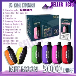 Högsta kvalitet Iget Moon 5000 Puffs E Cigaretter engångsång POD -enhet 1750mAh Batteri 5% 13 ml Cartridge Starter Kit Små fartyg lokalt i Australien