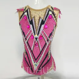 Stage Wear LIUHUO Ginástica Rítmica Leotard Desempenho Competitivo Vestido Rosa Cor