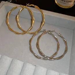 Pendientes de aro con círculo geométrico de Metal envuelto exagerado para mujer, joyería ligera de regalo de fiesta de lujo
