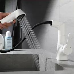 Banyo Lavabo muslukları tüm bakır beyaz dönen çekme havzası musluk tabancası gri siyah kaldırma soğuk ve tropikal duş karışımı